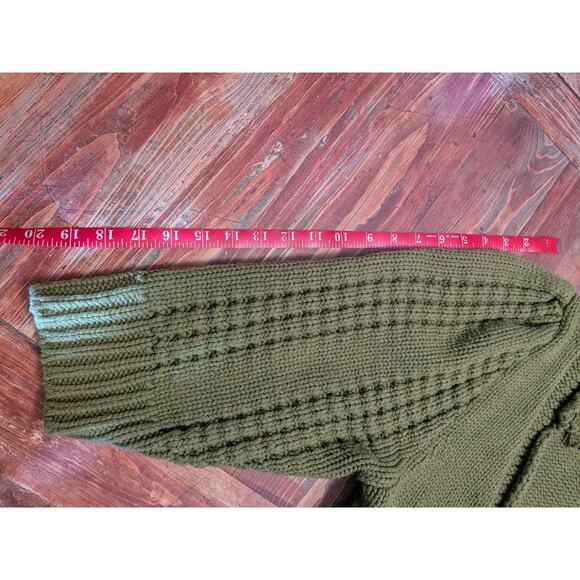 Bisou Bisou Green Cable Knited Cardigan Chunky Sweater - Picture 7 of 8